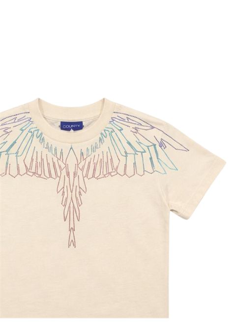 Cream cotton T-shirt for girls MARCELO BURLON | S6CMJGTH110PANNA